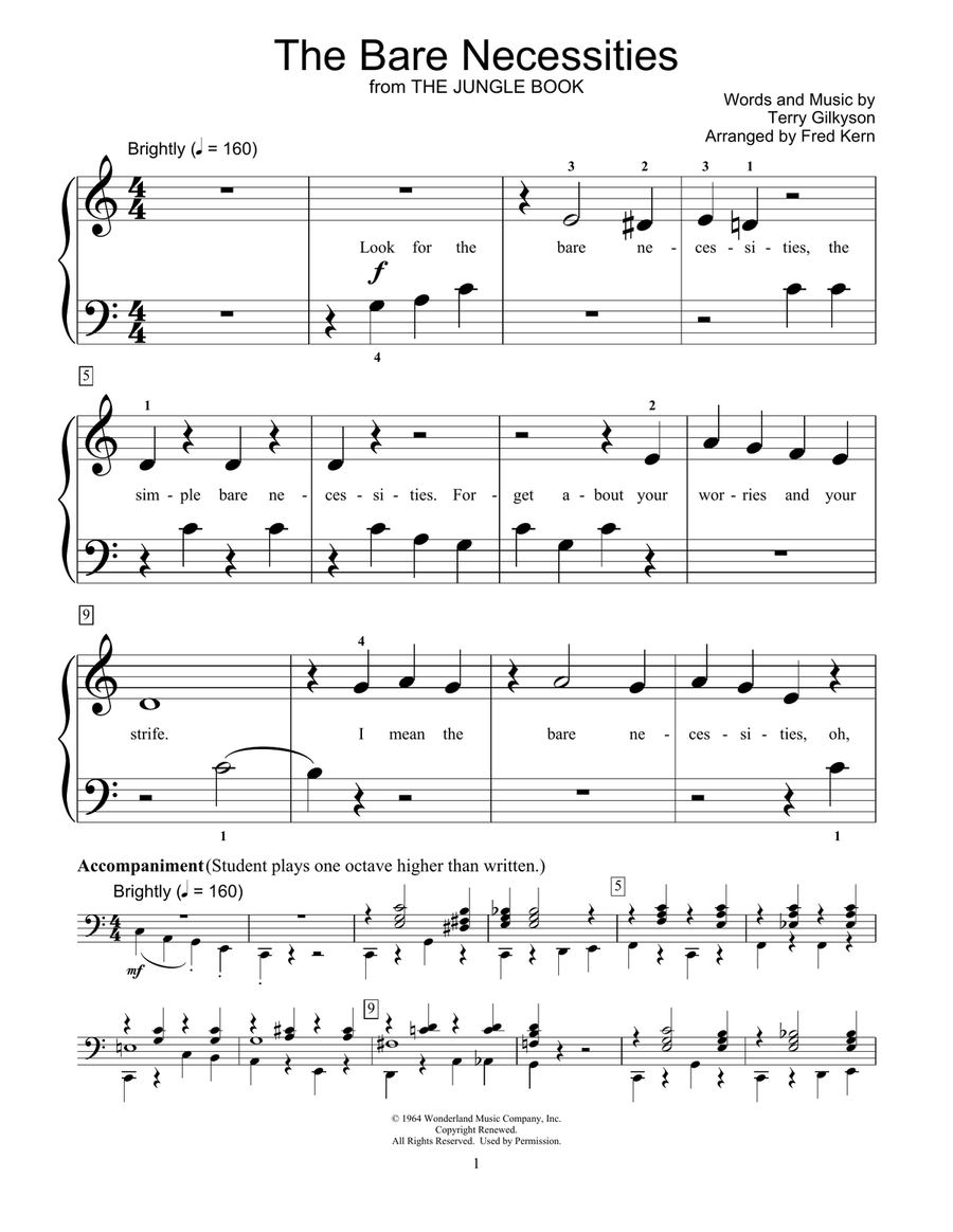 The Bare Necessities Piano Method scores gallery preview page 1