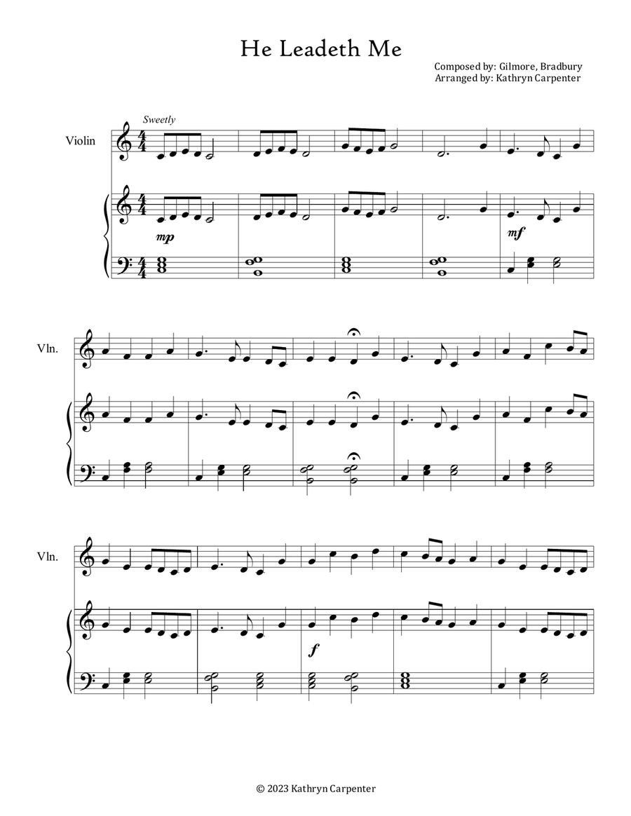 Peaceful Hymns of the Faith: 13 Easy Hymn Duets for Piano and Violin String Duet scores gallery preview page 2