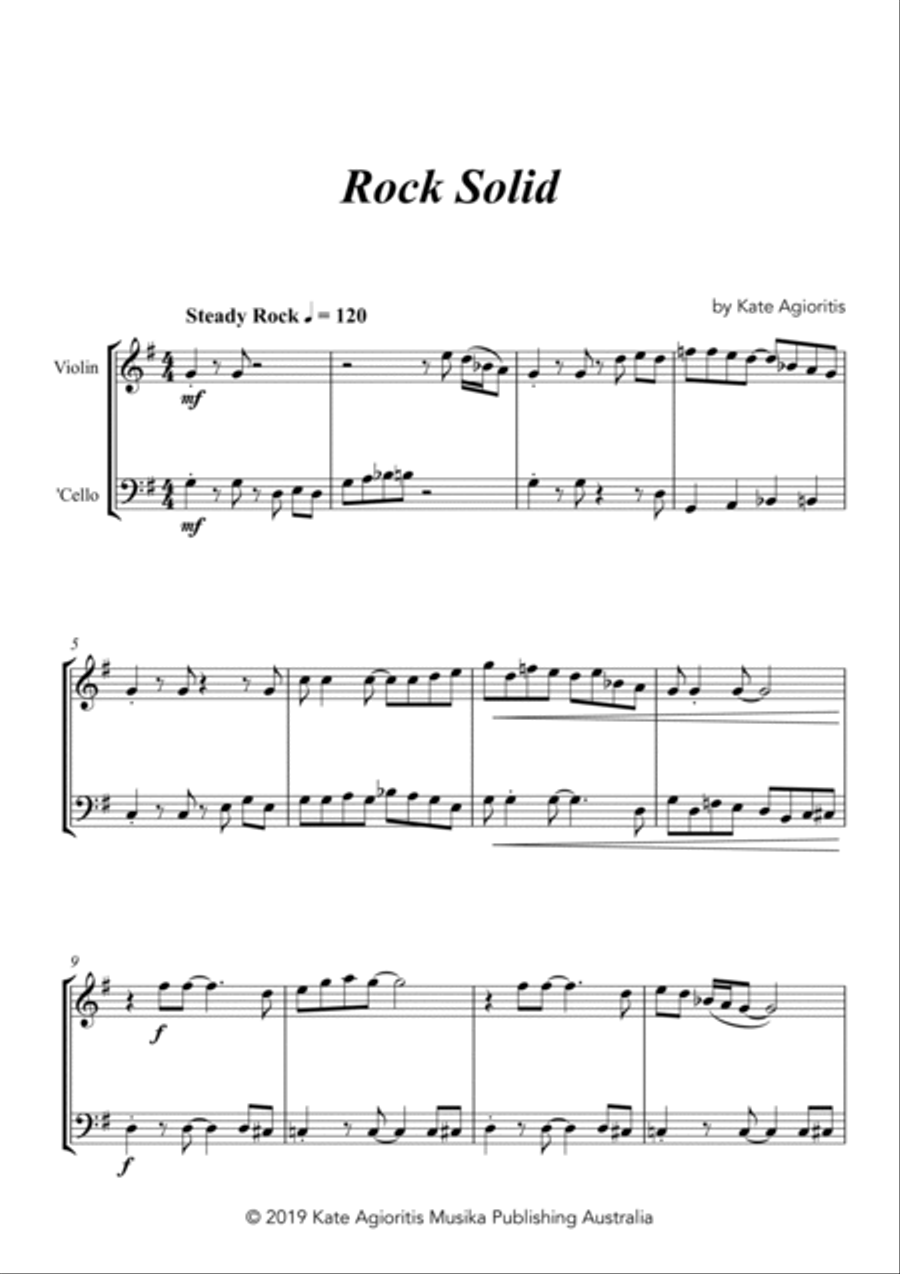 Rock Solid - Violin/Cello Duet String Duet scores gallery preview page 5