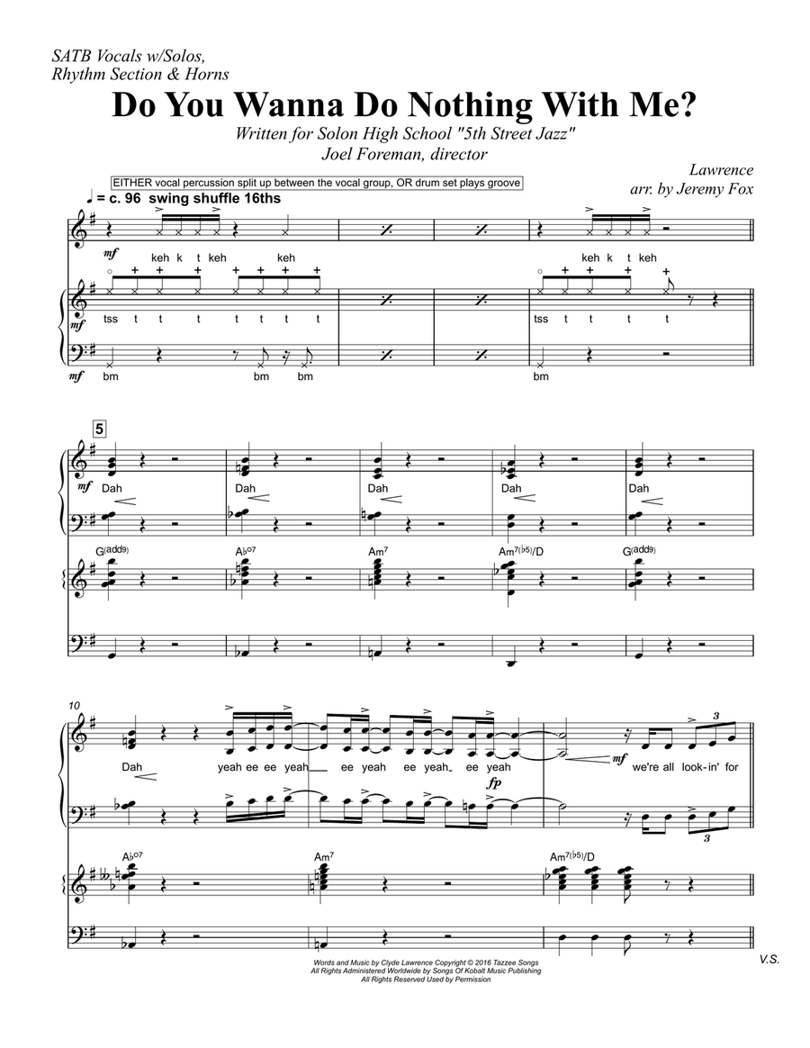 Do You Wanna Do Nothing With Me? Choir scores gallery preview page 1