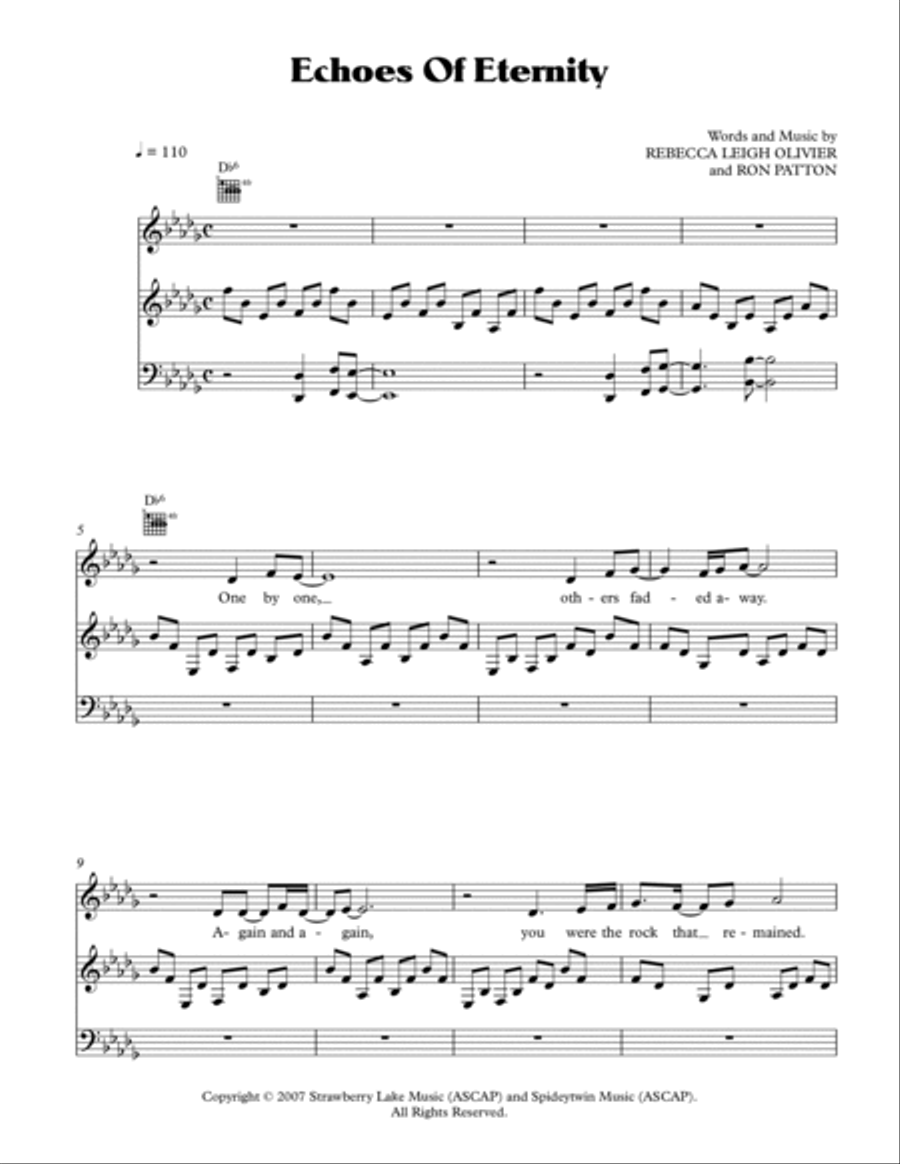 Echoes of Eternity Piano, Vocal, Guitar scores gallery preview page 2