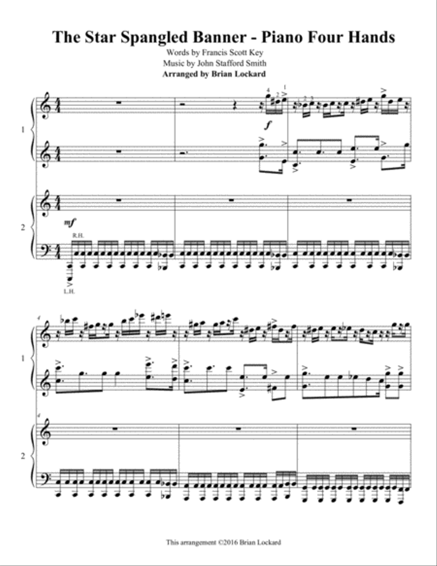 Star Spangled Banner Piano Four Hands Piano Duet scores gallery preview page 1
