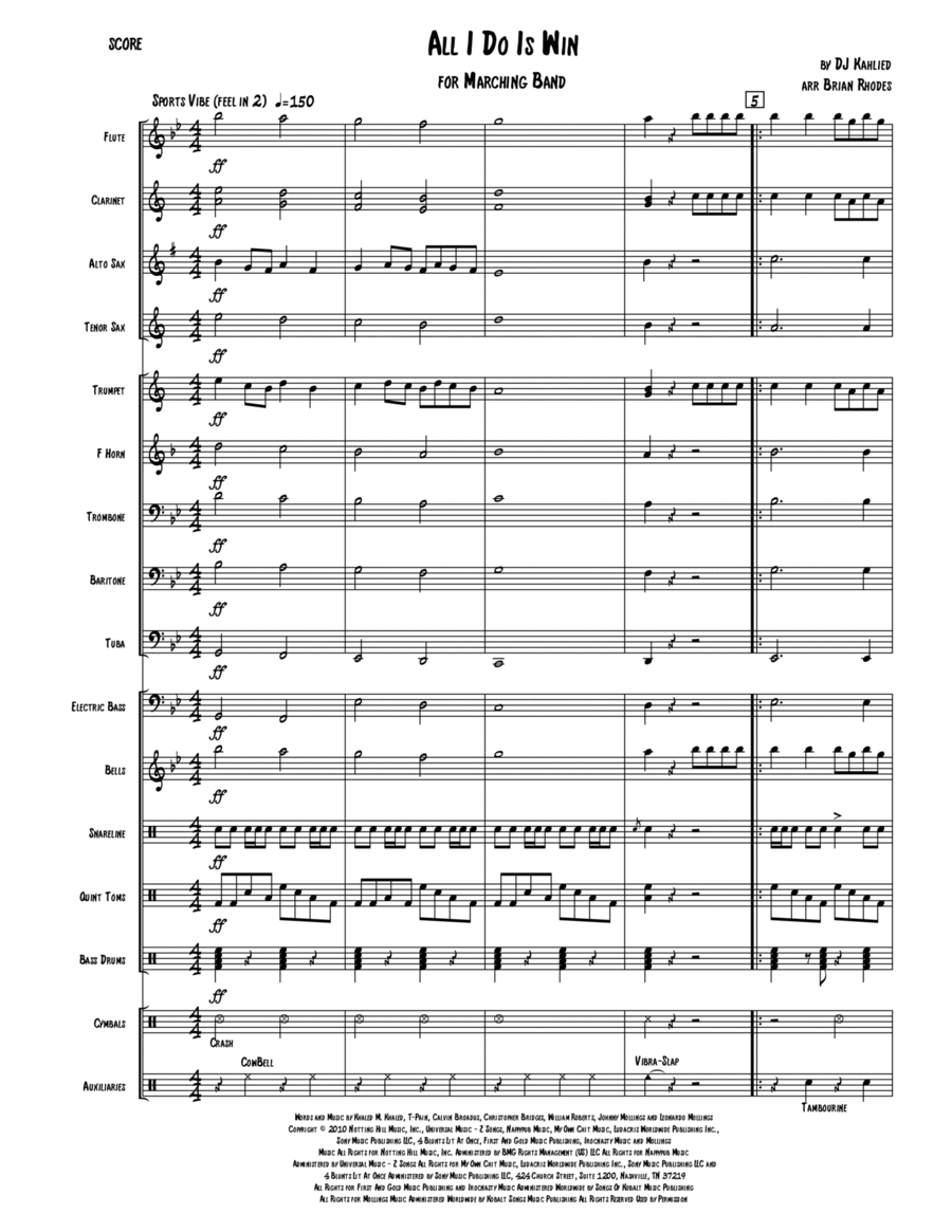 All I Do Is Win Marching Band scores gallery preview page 1