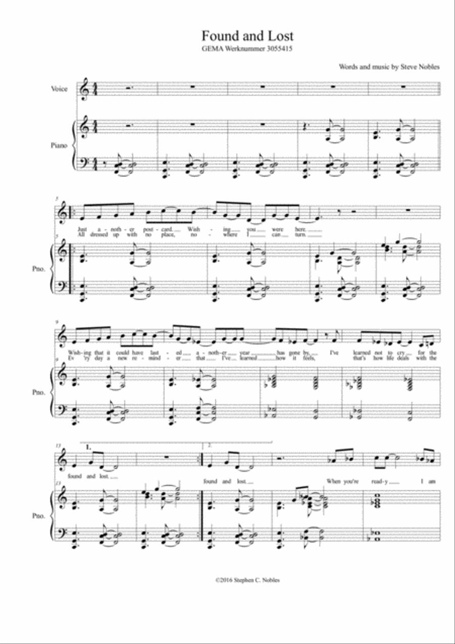 Found and Lost Found and Lost Voice scores gallery preview page 1