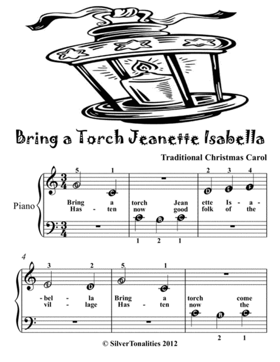 Bring a Torch Jeanette Isabella Beginner Piano Sheet Music 2nd Edition