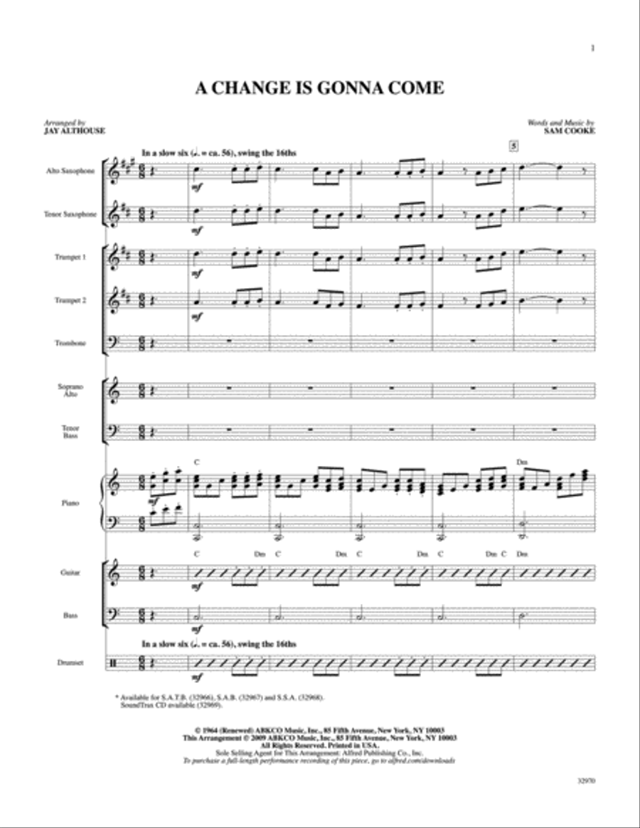 A Change Is Gonna Come: Score Score scores gallery preview page 1