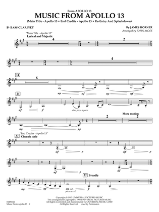 Music from Apollo 13 (arr. John Moss) - Bb Bass Clarinet