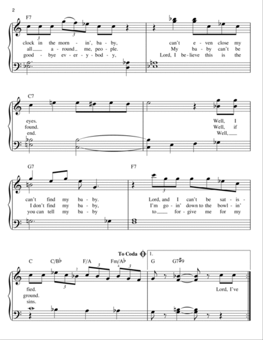 Three O'Clock Blues Easy Piano scores gallery preview page 2