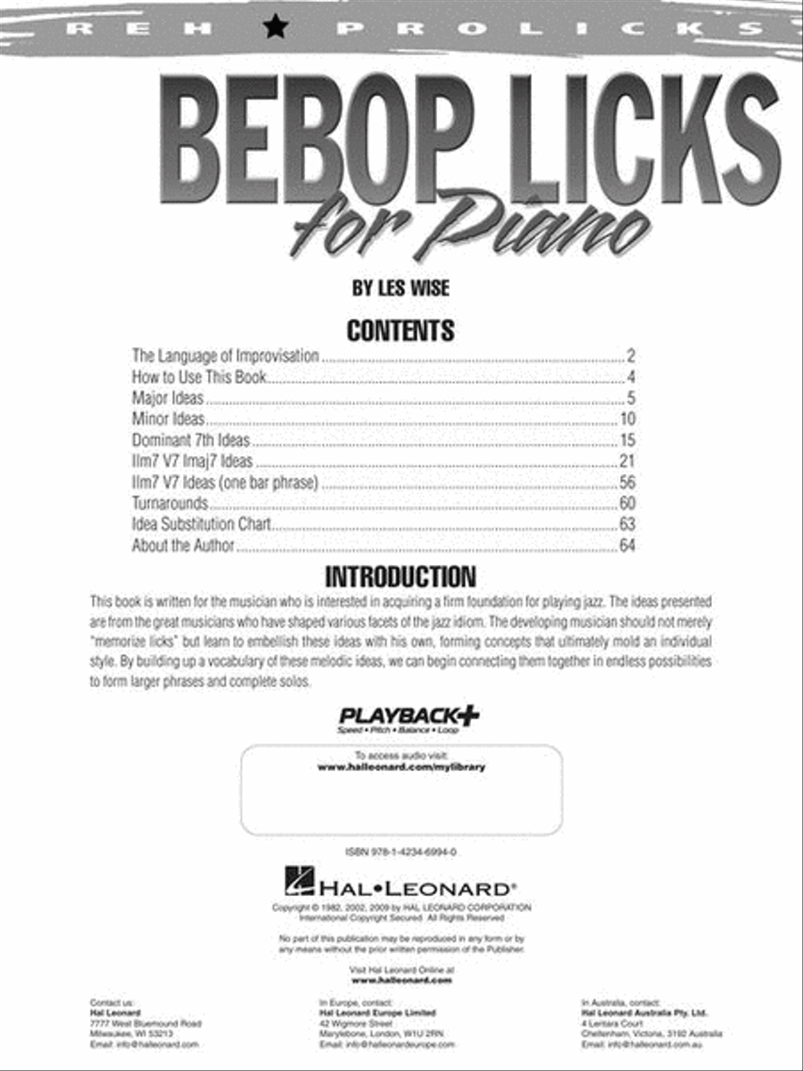Bebop Licks for Piano Piano Method scores gallery preview page 3