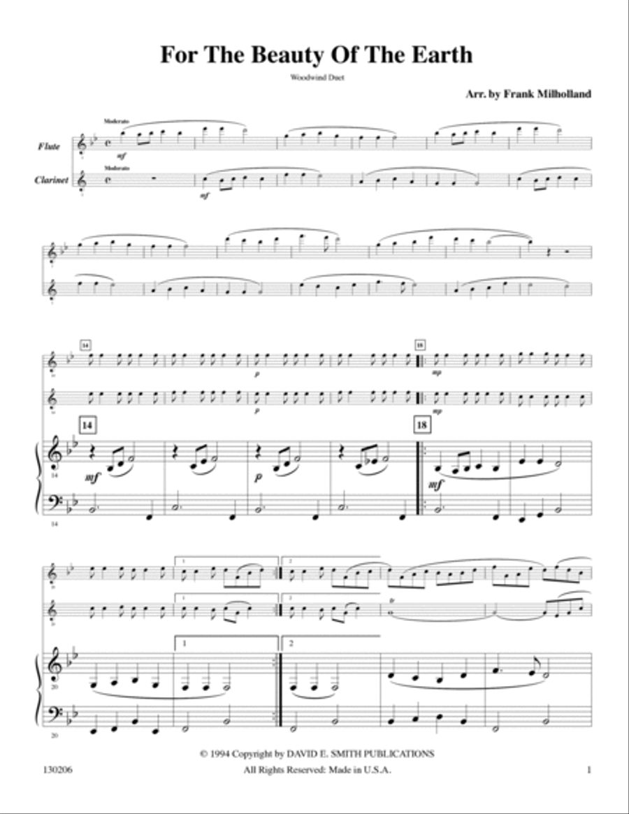 For The Beauty Of The Earth Woodwind Duet scores gallery preview page 2