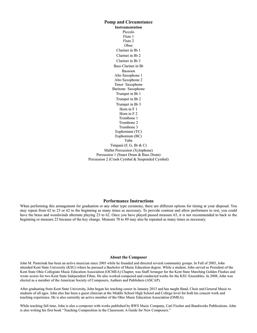 Pomp and Circumstance Concert Band scores gallery preview page 2