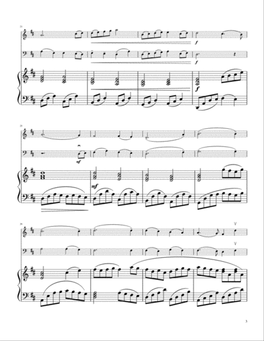 Joy to the World with This Is My Father's World - Cello and Violin duet with piano accompaniment Piano Trio scores gallery preview page 4