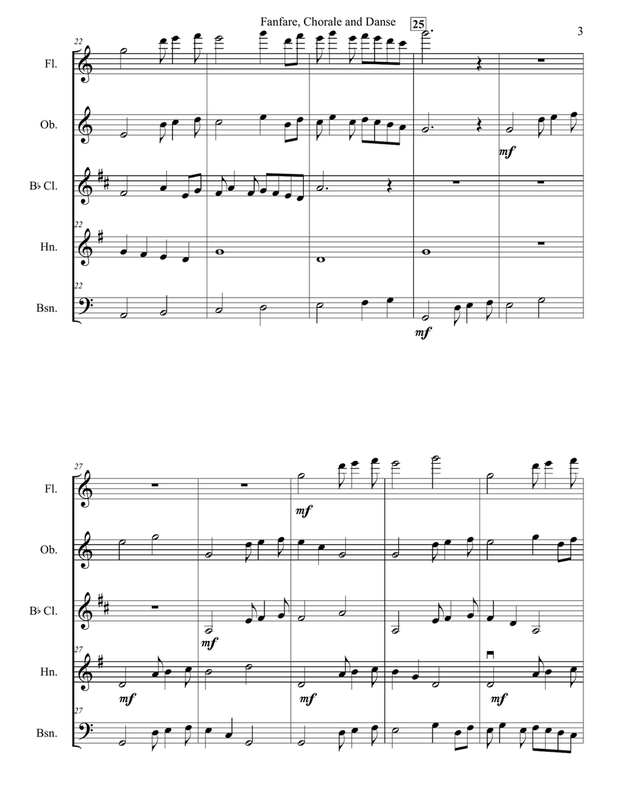 Fanfare, Chorale & Danse for Woodwind Quintet Woodwind Quintet scores gallery preview page 4