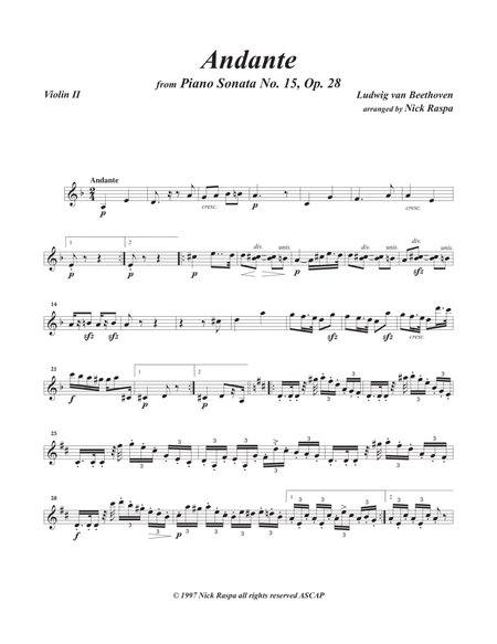 Andante from Piano Sonata 15 arranged for string orchestra (Violin 2 part)