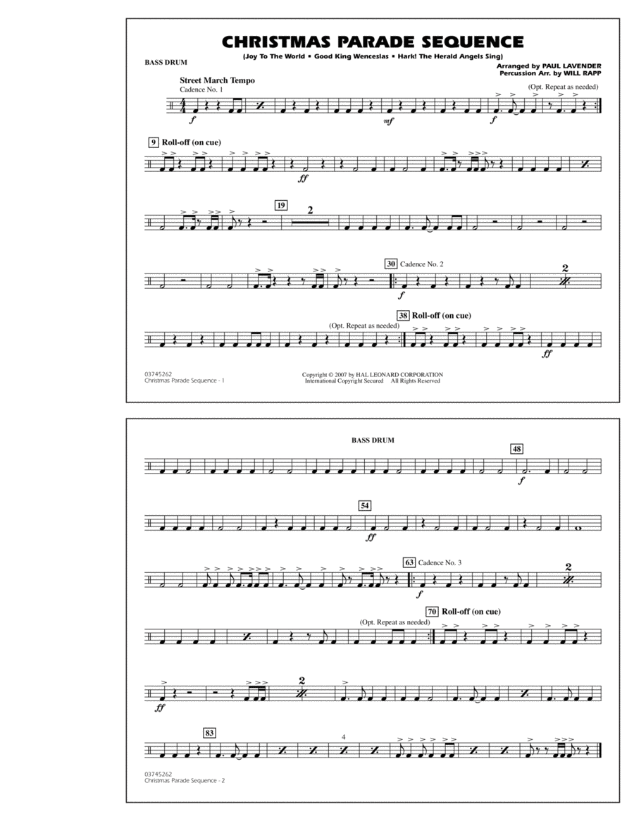 Christmas Parade Sequence - Bass Drum Marching Band scores gallery preview page 1