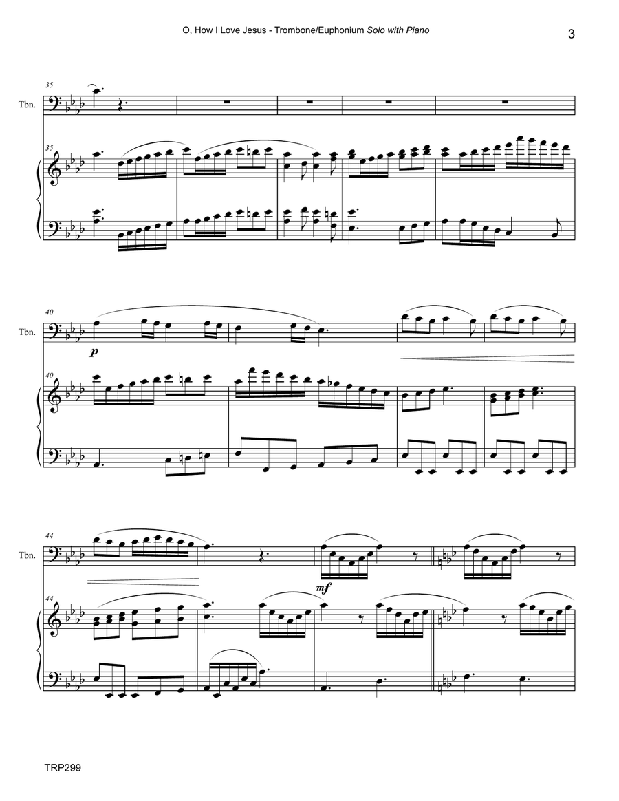 O HOW I LOVE JESUS - TROMBONE SOLO with Piano Accompaniment Piano scores gallery preview page 3