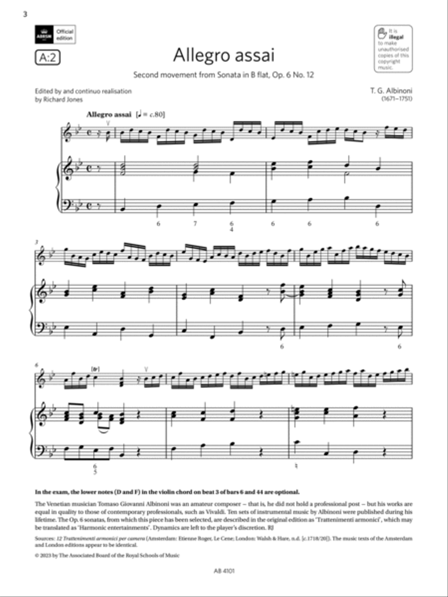 Allegro assai (Grade 7, A2, from the ABRSM Violin Syllabus from 2024) Violin Solo scores gallery preview page 3