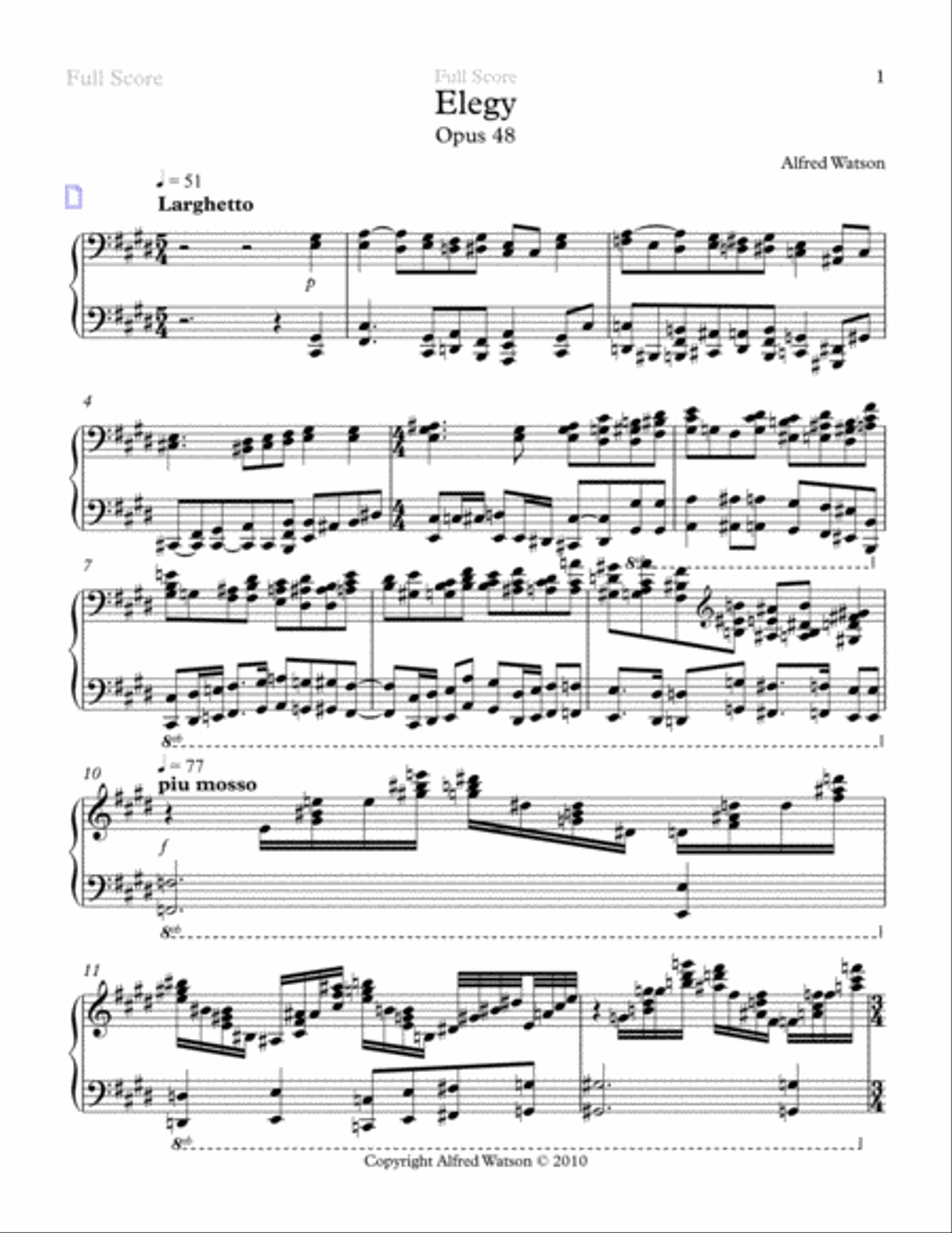 Elegy Opus 48 Elegy Opus 48 Piano Solo scores gallery preview page 3