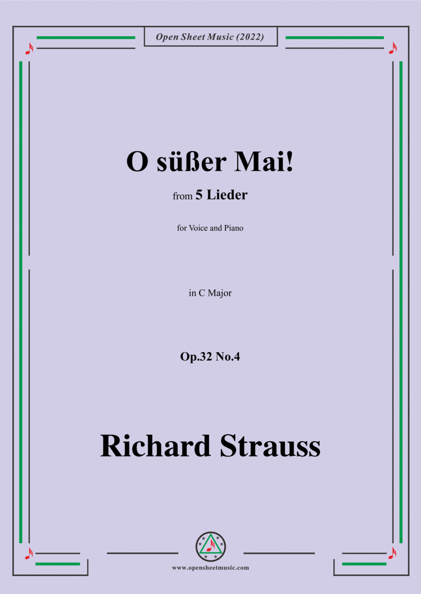Richard Strauss-O süßer Mai!,in C Major,Op.32 No.4 image number null