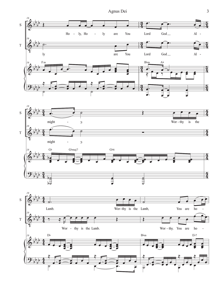 Medley: Agnus Dei with How Great Thou Art 2-Part scores gallery preview page 3
