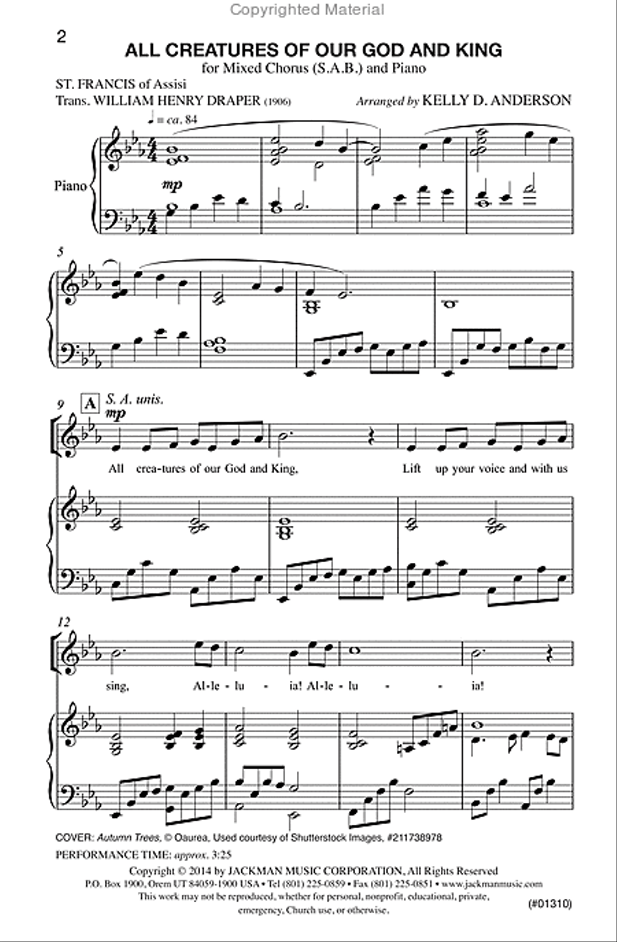 All Creatures of Our God and King - SAB - Anderson 3-Part scores gallery preview page 2