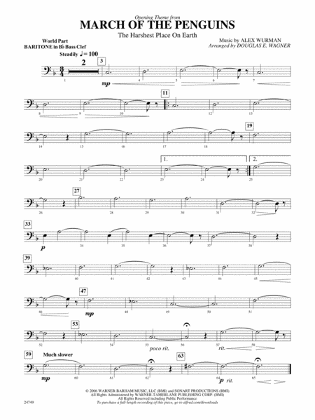 March of the Penguins, Opening Theme from (The Harshest Place on Earth): (wp) B-flat Baritone B.C.