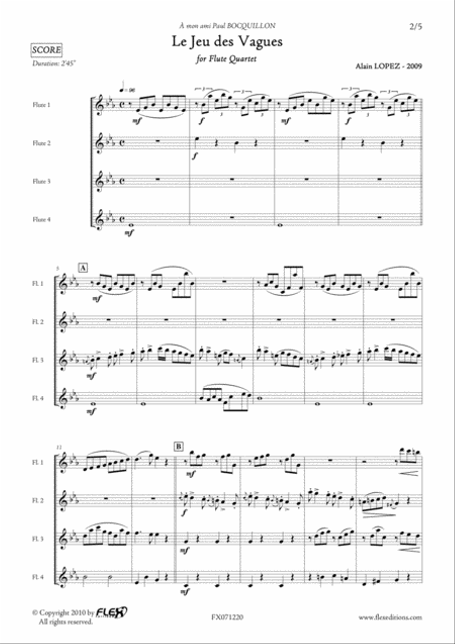 Le jeu des vagues Flute Quartet scores gallery preview page 2