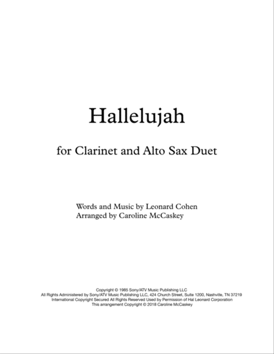Hallelujah Woodwind Duet scores gallery preview page 1