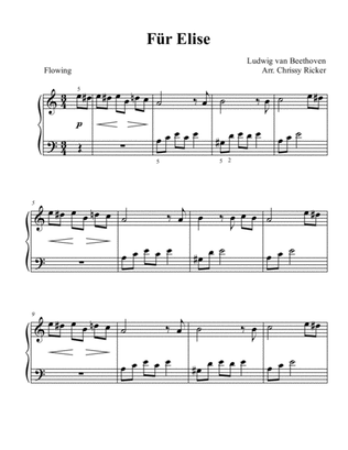 Fur Elise (main theme) - beginner/big note piano