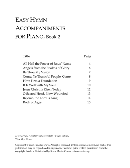 Easy Hymn Accompaniments for Piano, Book 2