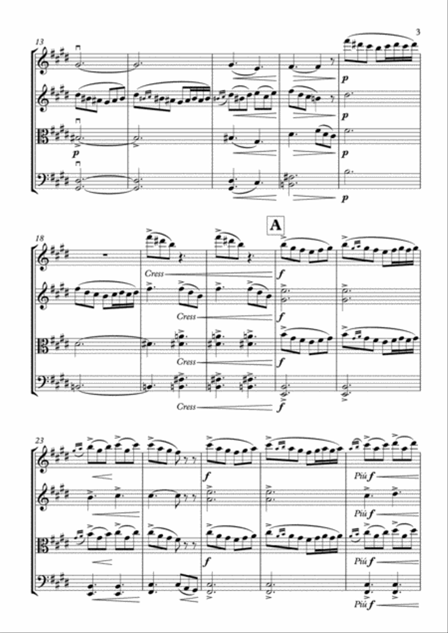 Peer Gynt Suite Nº 1 - E. Grieg - For String Quartet (Full Score and Parts) String Quartet scores gallery preview page 3