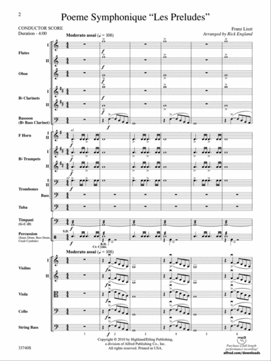 Poeme Symphonique Les Preludes Full Orchestra scores gallery preview page 2