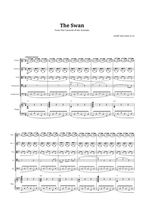 The Swan by Saint-Saëns for String Quintet and Piano with Chords