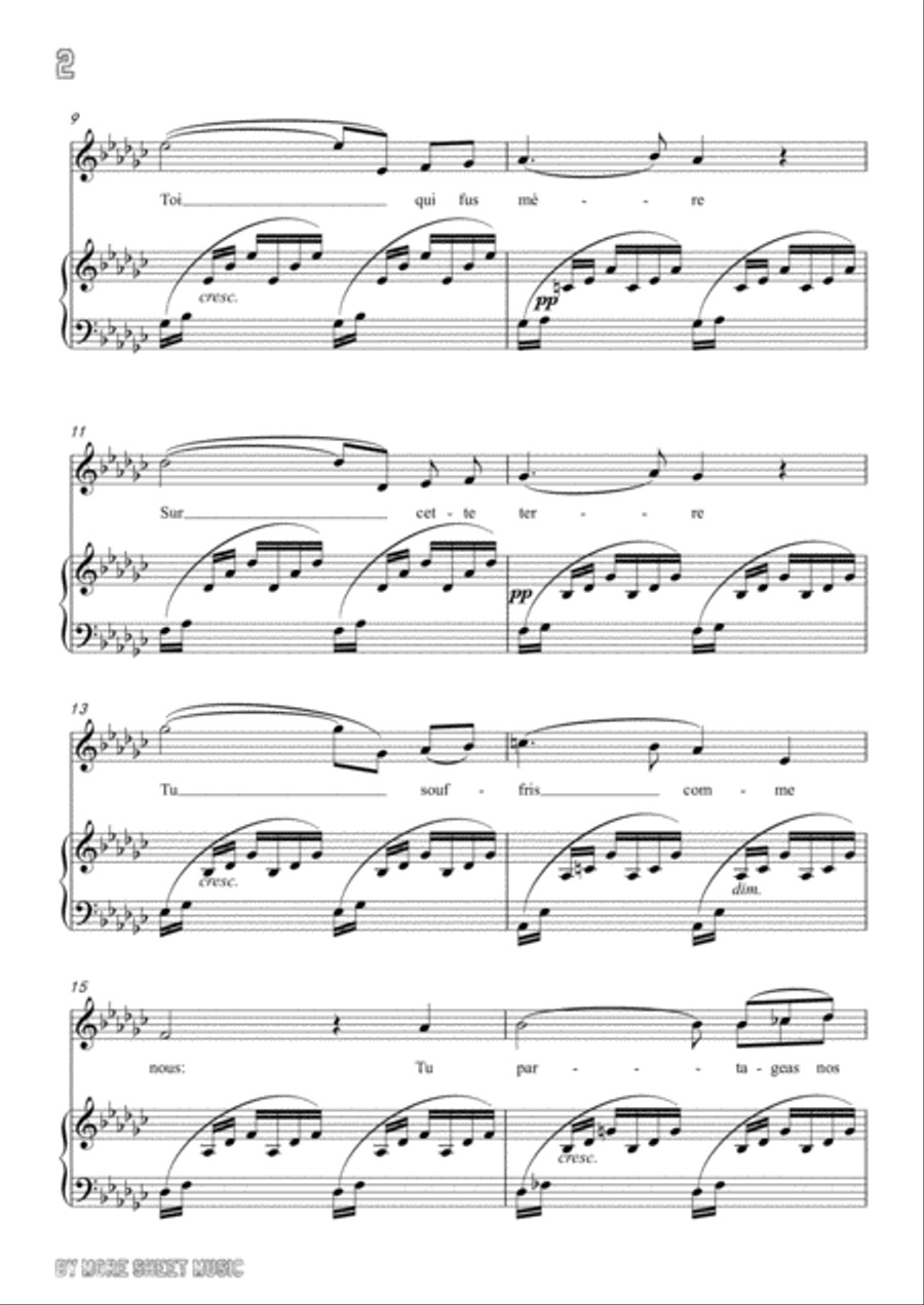 Gounod-Ave Maria in G flat Major,for Voice and Piano Voice Solo scores gallery preview page 4