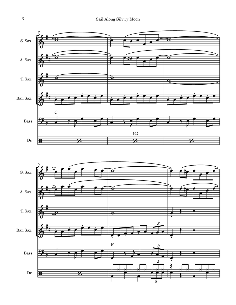 Sail Along, Silv'ry Moon Saxophone Quartet scores gallery preview page 3
