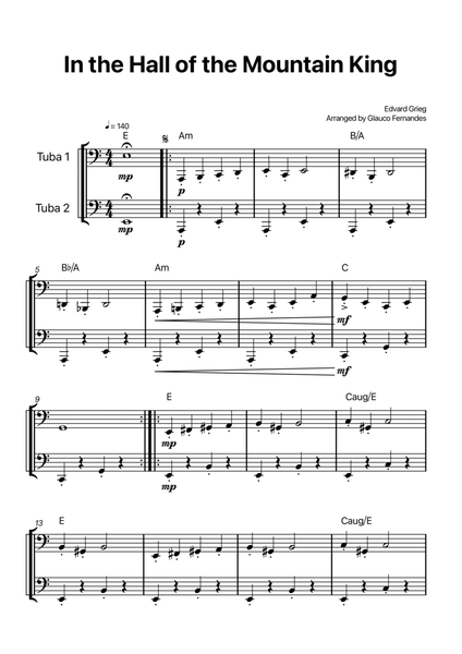 In the Hall of the Mountain King - Tuba Duet with Chord Notations image number null