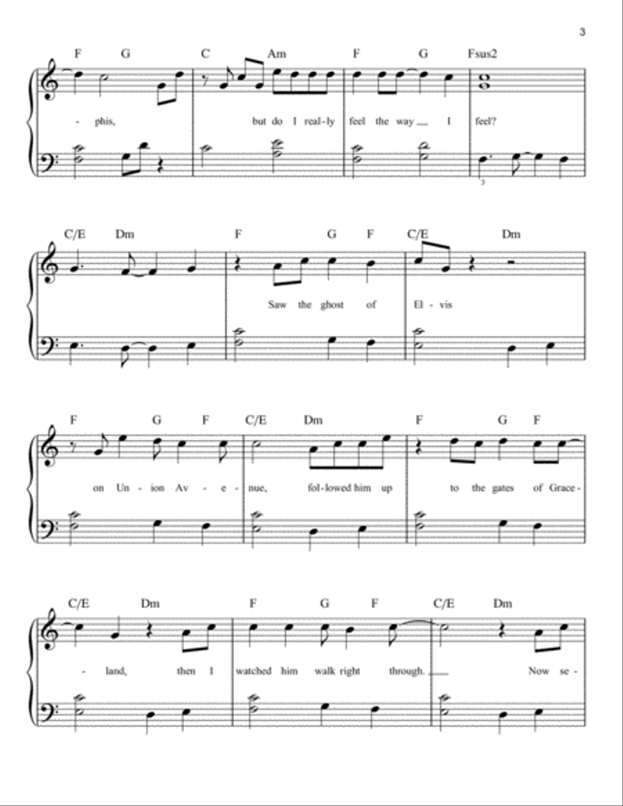Walking In Memphis Easy Piano scores gallery preview page 3