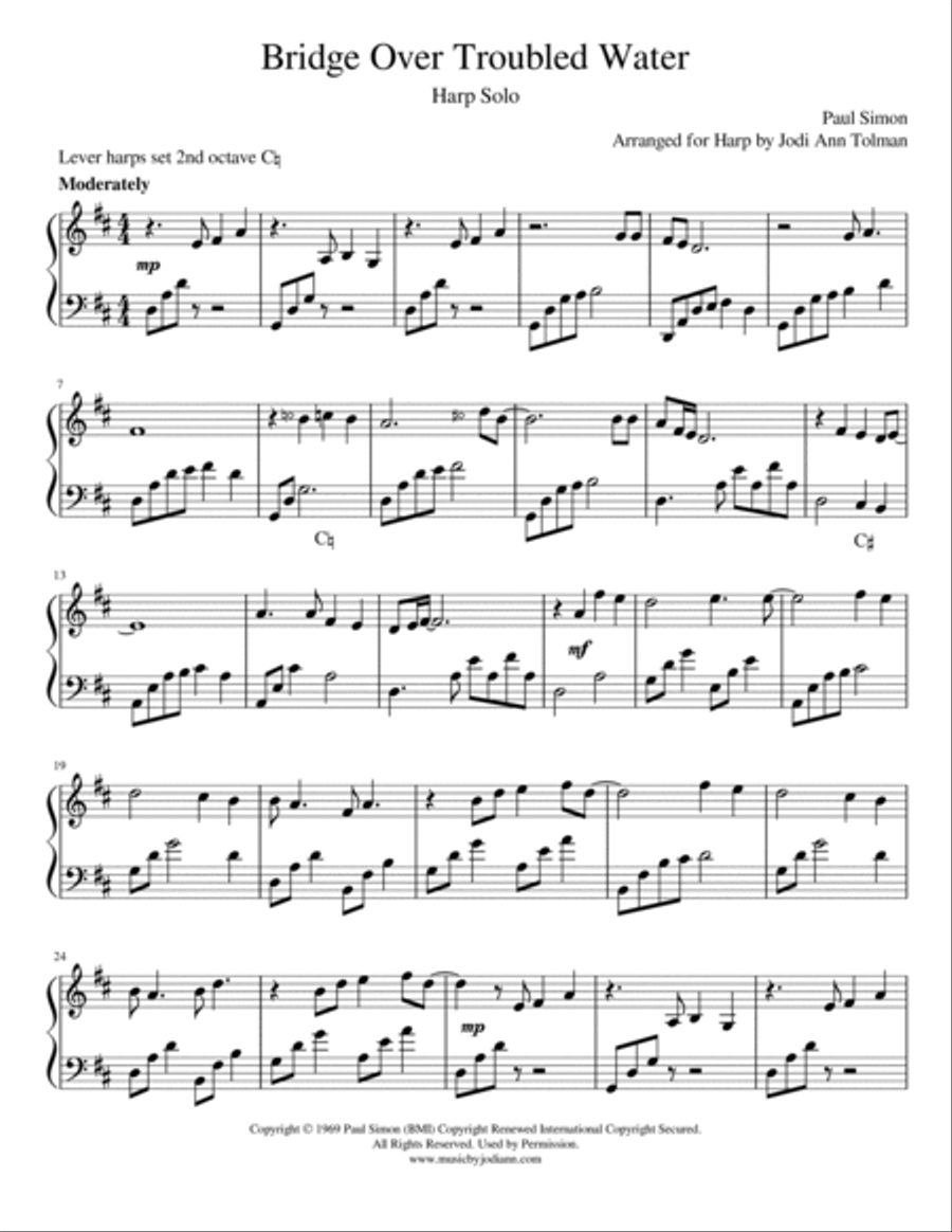 Bridge Over Troubled Water Harp scores gallery preview page 2