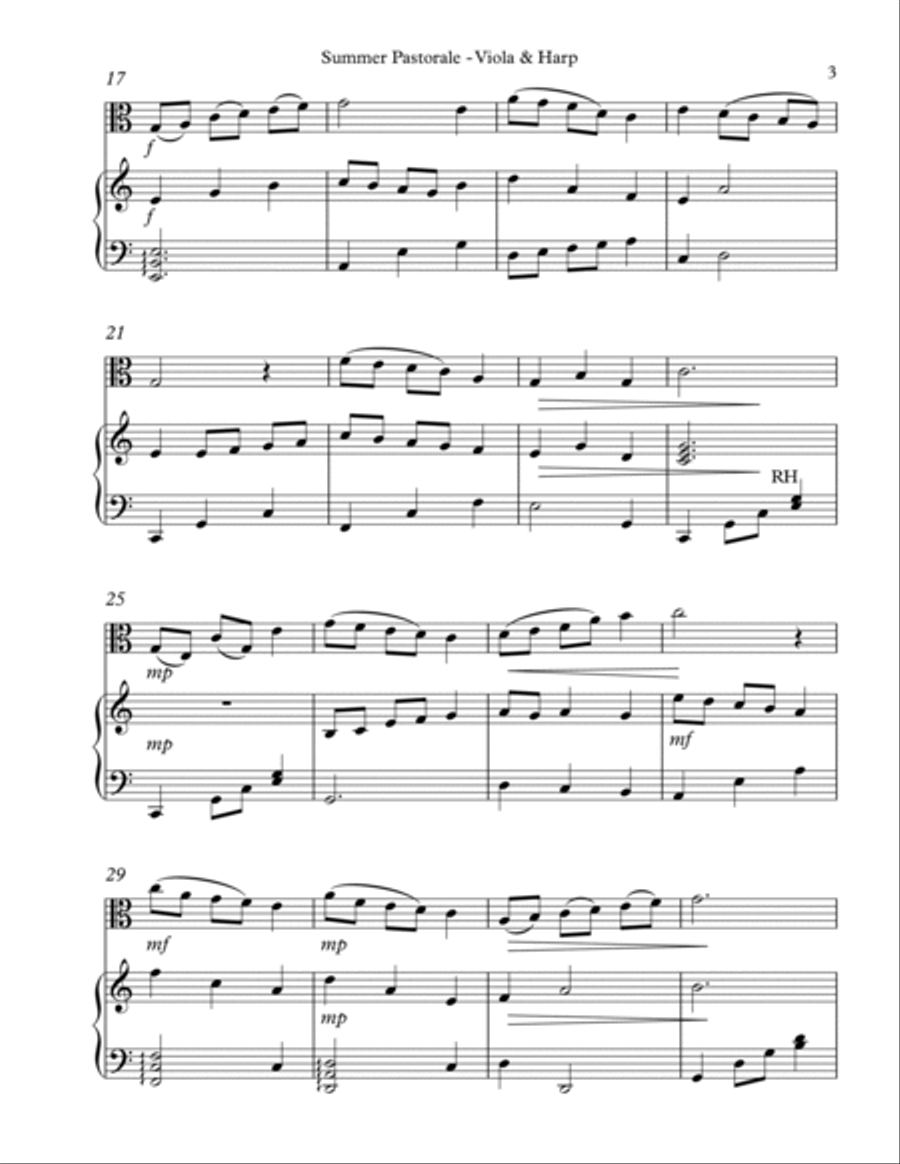 Summer Pastorale, Duet for Viola & Harp String Duet scores gallery preview page 3