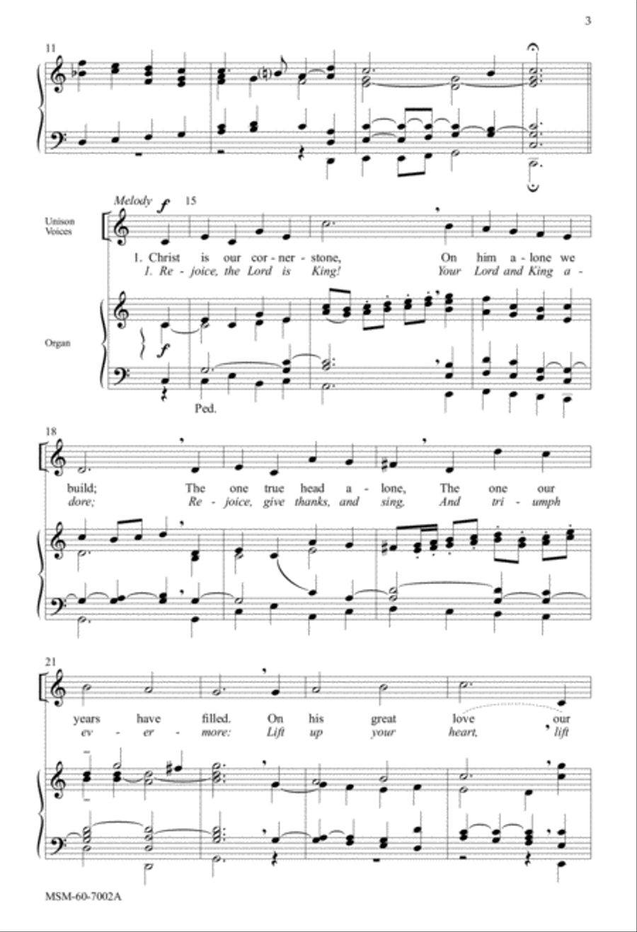 Christ Is Our Cornerstone Rejoice, the Lord Is King 4-Part scores gallery preview page 3