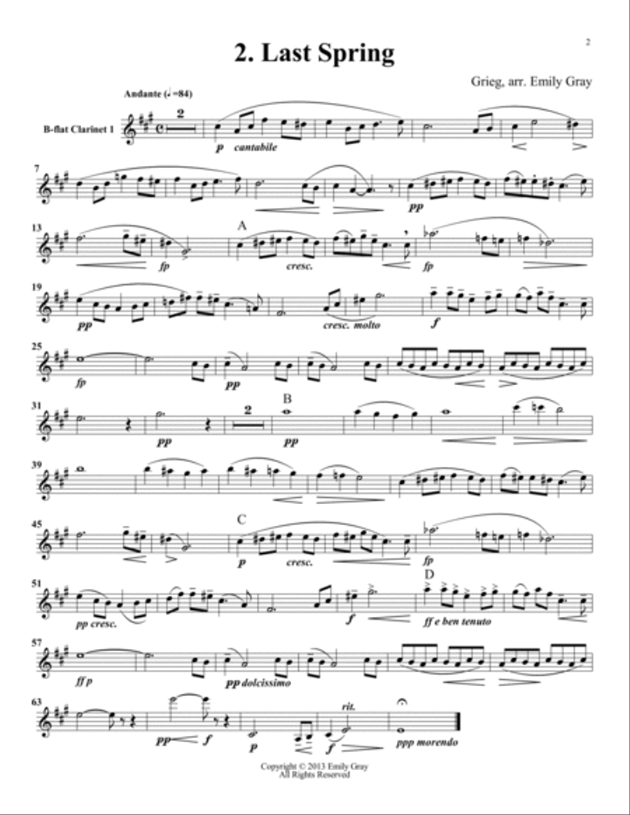 Two Elegiac Melodies for Clarinet Choir (Set of Parts) Clarinet Choir scores gallery preview page 4