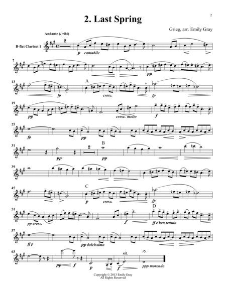Two Elegiac Melodies for Clarinet Choir (Set of Parts)
