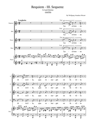 Requiem, 8. Lacrimosa (SATB) - With Lyric - Mozart