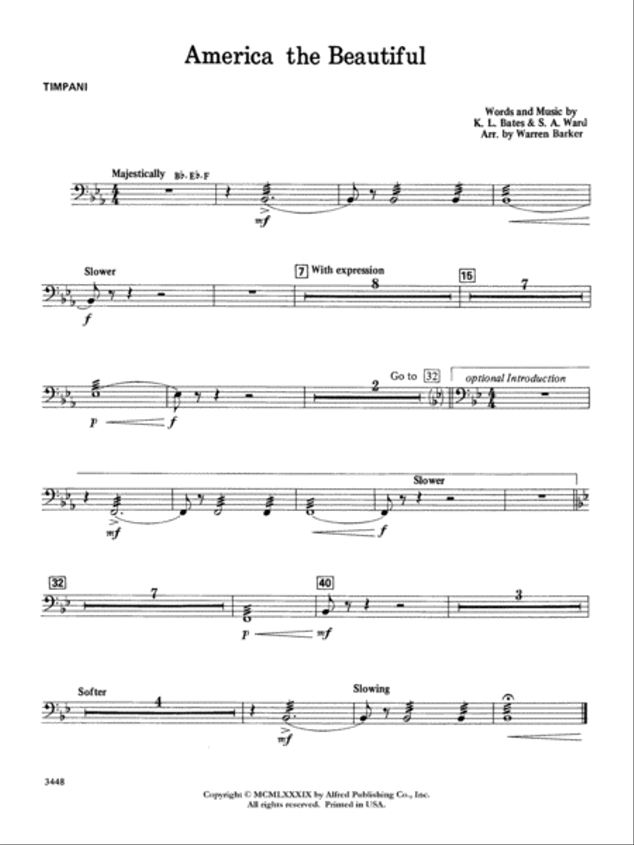 America, the Beautiful: Timpani Concert Band scores gallery preview page 1