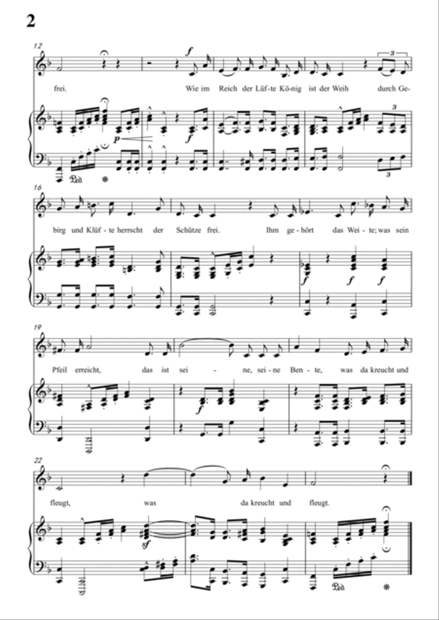 Schumann-Des Buben Schützenlied in F Major,Op.79,No.26 for Voice and Piano Voice Solo scores gallery preview page 3