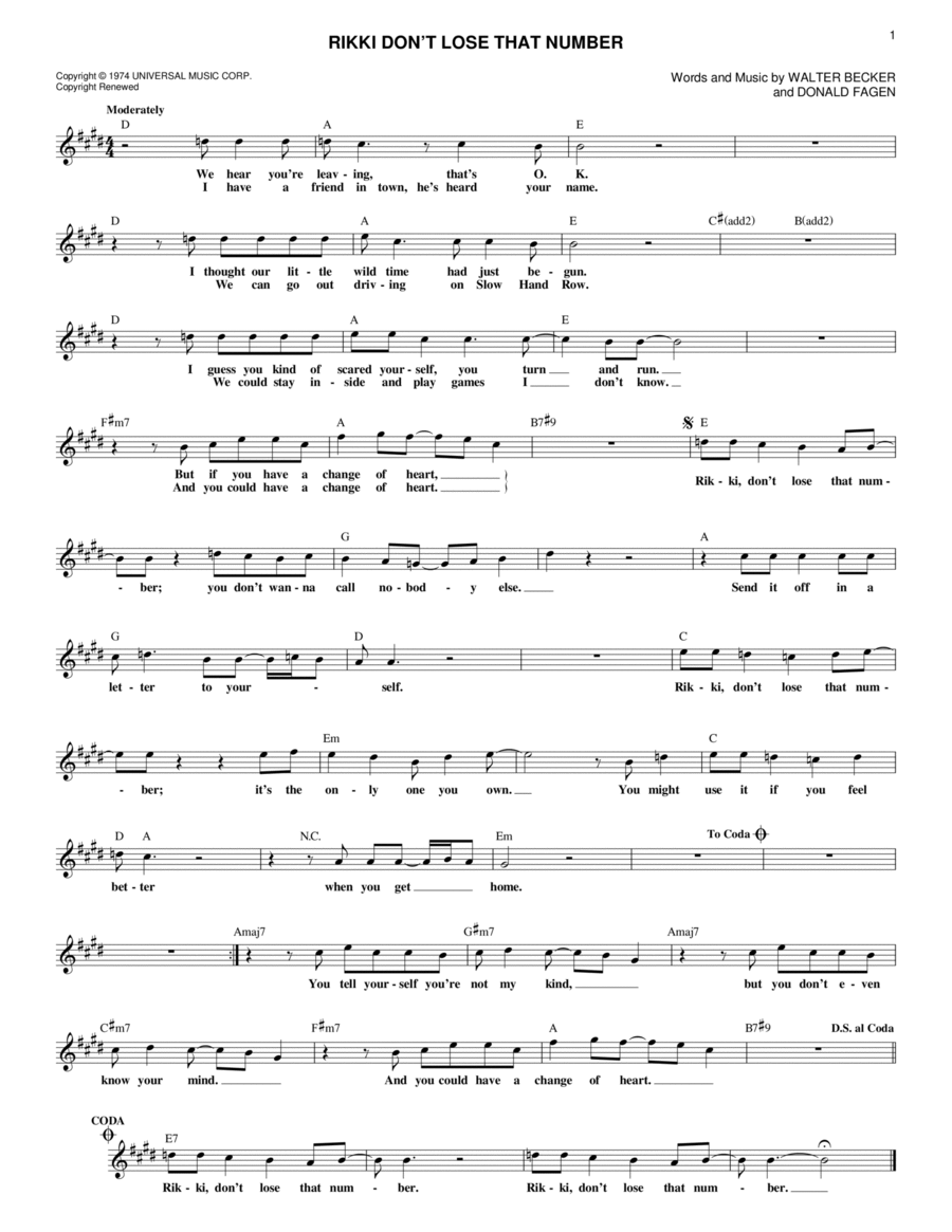 Rikki Don't Lose That Number Acoustic Guitar scores gallery preview page 1