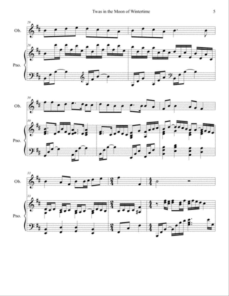 Twas in the Moon of Wintertime/The Huron Carol (oboe/piano), arr. Brenda Portman Piano scores gallery preview page 5