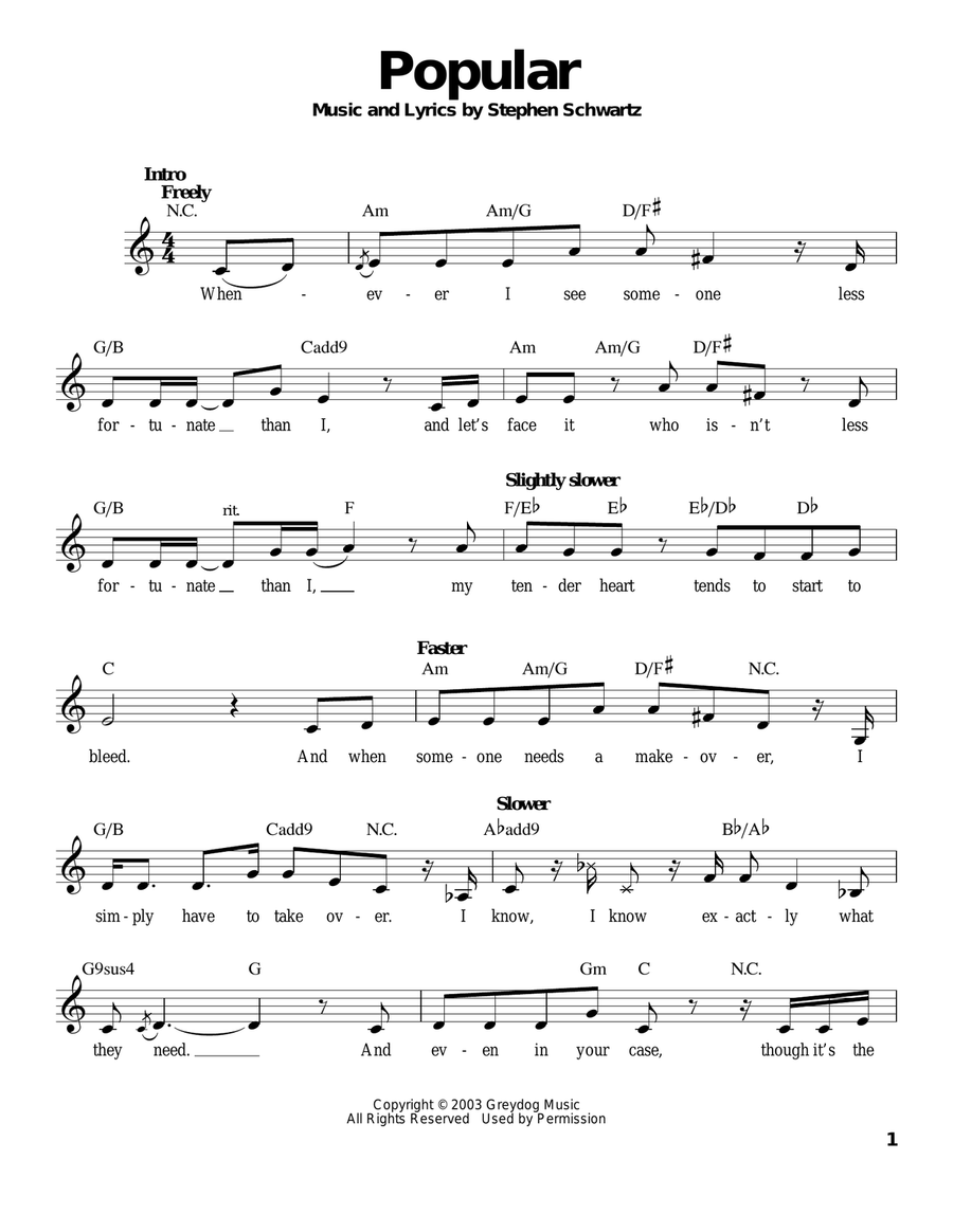 Popular (from Wicked)