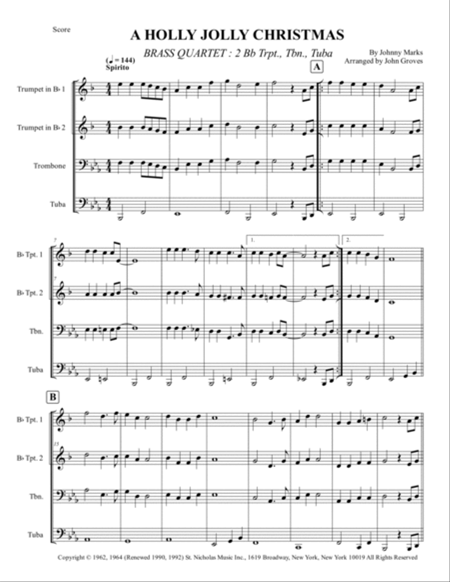 A Holly Jolly Christmas Brass Ensemble scores gallery preview page 2