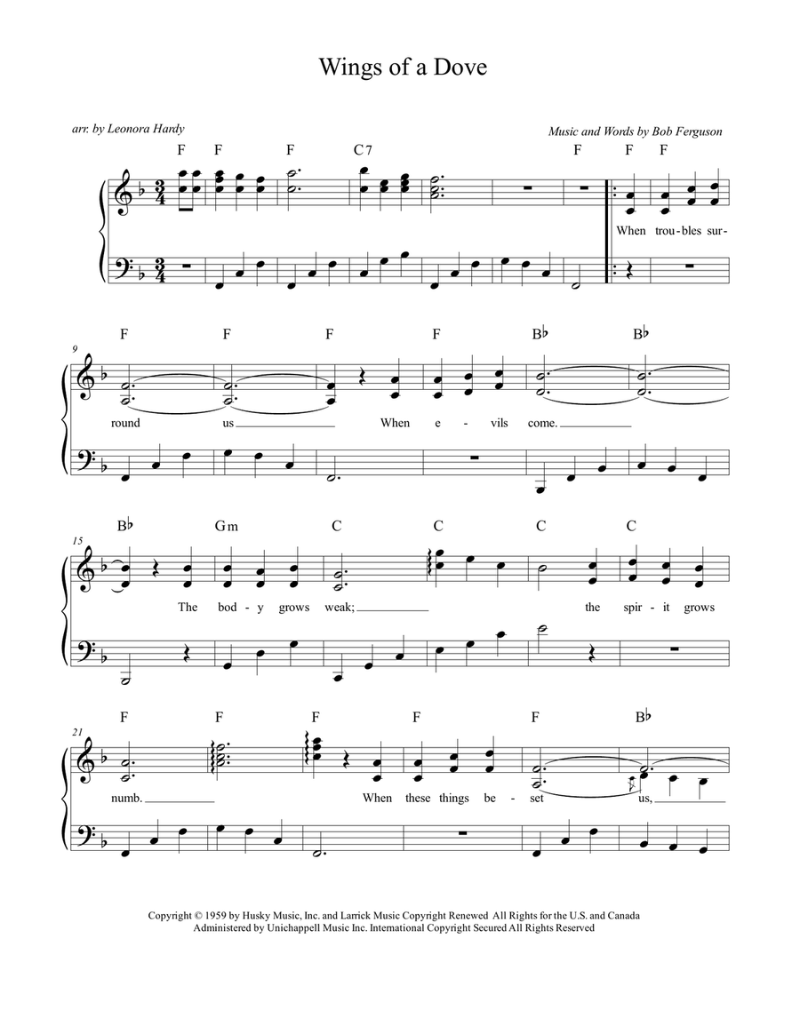 Wings Of A Dove Wings Of A Dove Piano, Vocal scores gallery preview page 1
